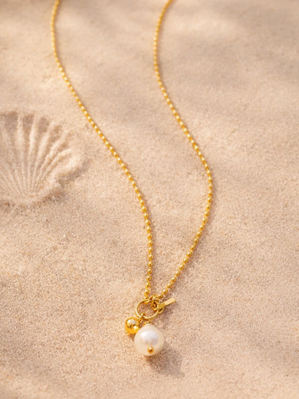 Demi Fine 18K Gold Plated Pearl Drop Toggle Chain Necklace | Anti Tarnish