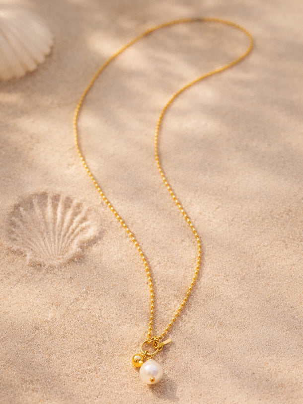 Demi Fine 18K Gold Plated Pearl Drop Toggle Chain Necklace | Anti Tarnish