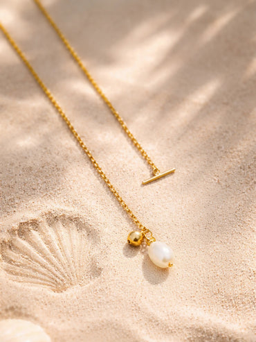 Demi Fine 18K Gold Plated Pearl Drop Toggle Chain Necklace | Anti Tarnish
