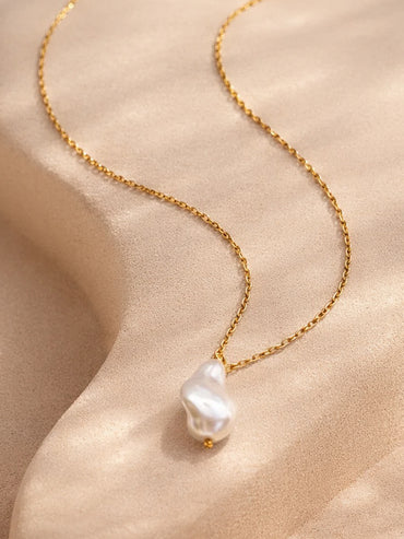 Demi Fine 18K Gold Plated Baroque Pearl Pendant Rope Necklace | Anti Tarnish