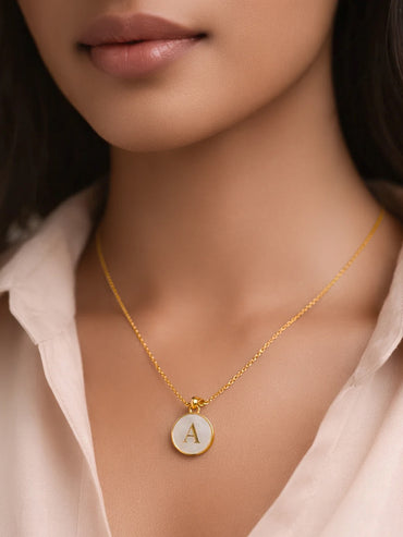 Demi Fine 18K Gold Plated Alphabet A Enamel Pendant Necklace | Anti Tarnish