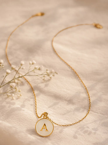 Demi Fine 18K Gold Plated Alphabet A Enamel Pendant Necklace | Anti Tarnish