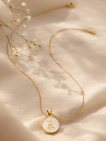 Demi Fine 18K Gold Plated Alphabet R Coin Pendant Necklace | Anti Tarnish