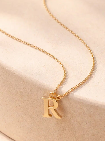 Demi Fine 18K Gold Plated Alphabet R Engraved Pendant Necklace | Anti Tarnish
