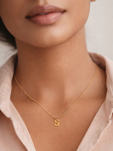 Demi Fine 18K Gold Plated Alphabet S Minimal Pendant Necklace | Anti Tarnish