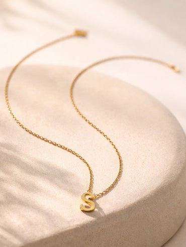 Demi Fine 18K Gold Plated Alphabet S Minimal Pendant Necklace | Anti Tarnish