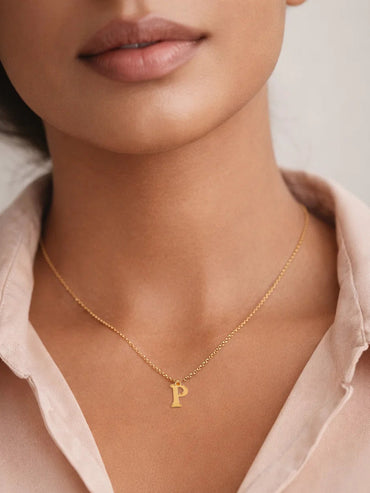 Demi Fine 18K Gold Plated Alphabet P Puffy Pendant Necklace | Anti Tarnish