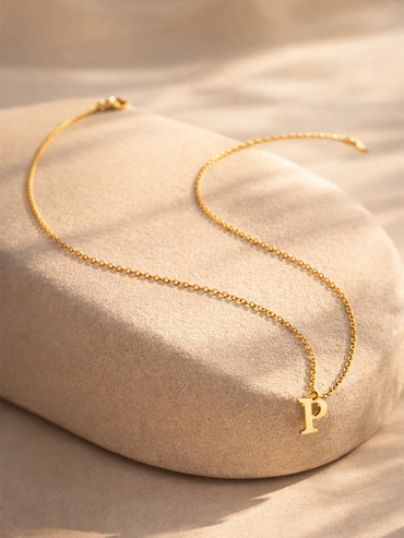 Demi Fine 18K Gold Plated Alphabet P Puffy Pendant Necklace | Anti Tarnish