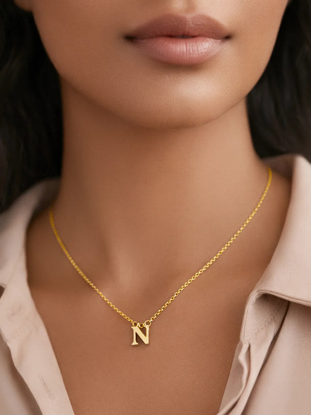 Demi Fine 18K Gold Plated Alphabet N Coin Pendant Necklace | Anti Tarnish