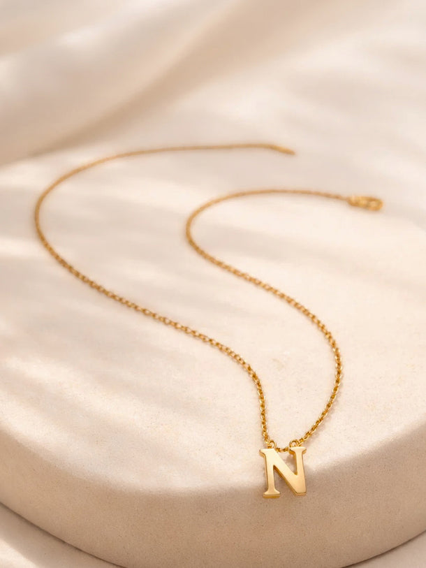 Demi Fine 18K Gold Plated Alphabet N Coin Pendant Necklace | Anti Tarnish