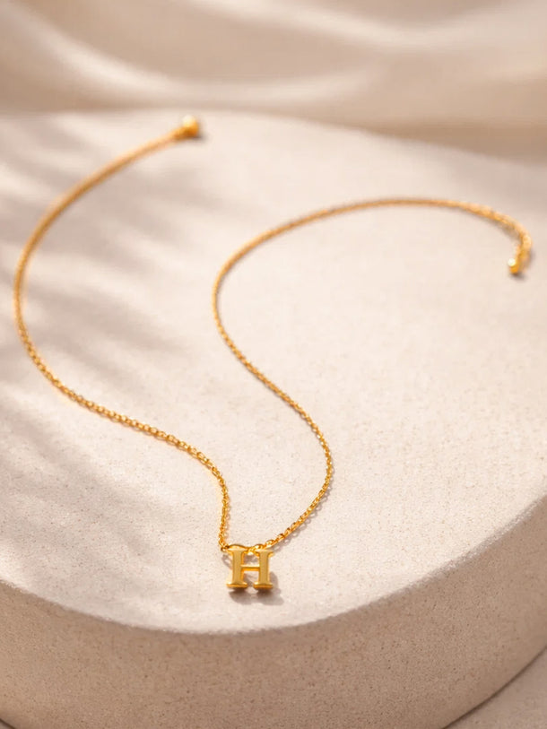 Demi Fine 18K Gold Plated Alphabet H Engraved Pendant Necklace | Anti Tarnish