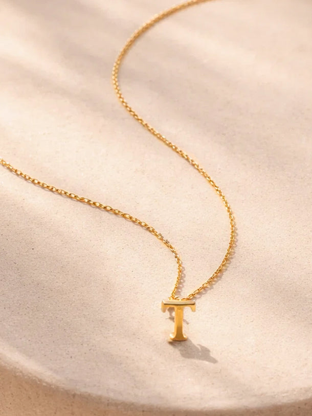 Demi Fine 18K Gold Plated Alphabet T Enamel Pendant Necklace | Anti Tarnish