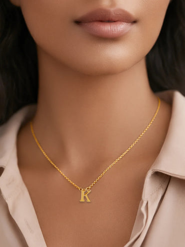Demi Fine 18K Gold Plated Alphabet K Coin Pendant Necklace | Anti Tarnish