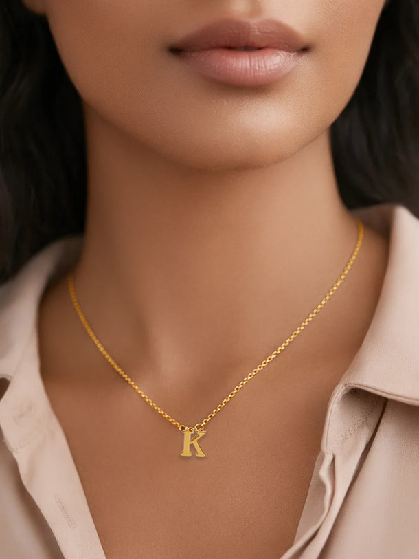Demi Fine 18K Gold Plated Alphabet K Coin Pendant Necklace | Anti Tarnish