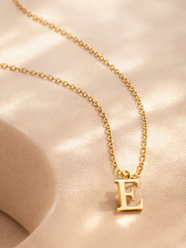 Demi Fine 18K Gold Plated Alphabet E Engraved Pendant Necklace | Anti Tarnish