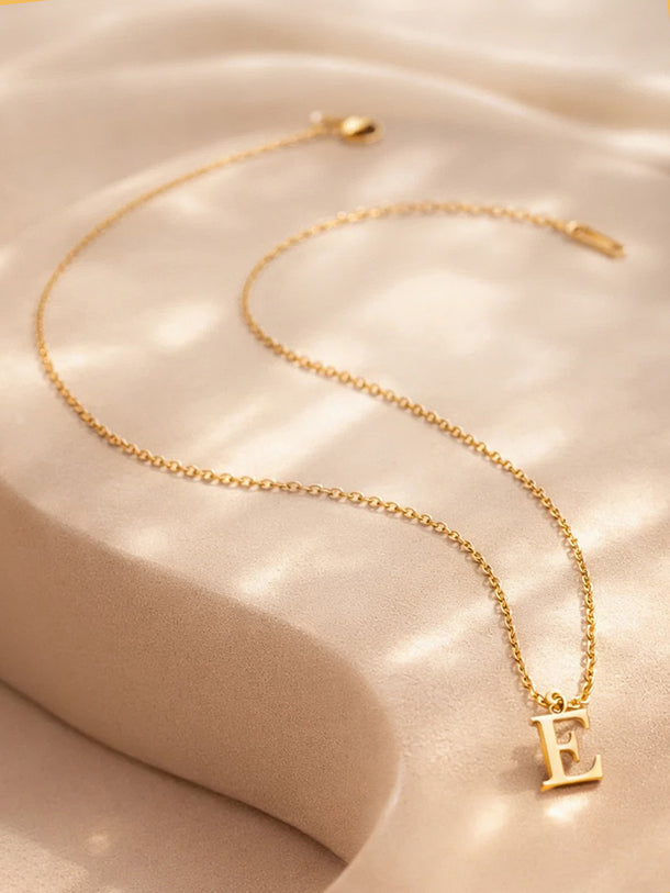 Demi Fine 18K Gold Plated Alphabet E Engraved Pendant Necklace | Anti Tarnish