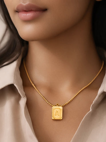 Demi Fine 18K Gold Plated Alphabet A Enamel Pendant Necklace | Anti Tarnish