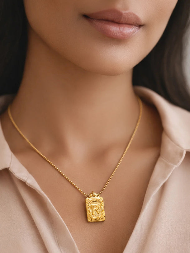 Demi Fine 18K Gold Plated Letter R Pendant Necklace | Anti Tarnish