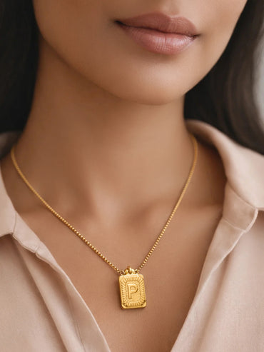 Demi Fine 18K Gold Plated Alphabet P Puffy Pendant Necklace | Anti Tarnish