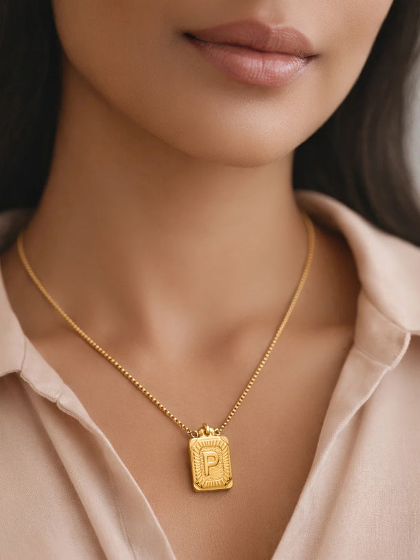 Demi Fine 18K Gold Plated Alphabet P Puffy Pendant Necklace | Anti Tarnish