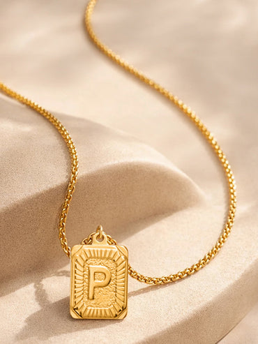 Demi Fine 18K Gold Plated Alphabet P Puffy Pendant Necklace | Anti Tarnish