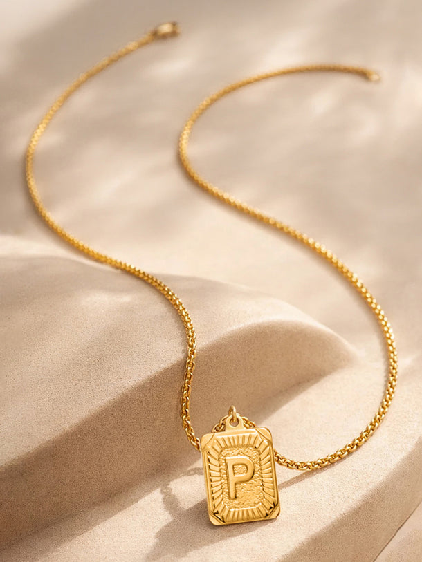 Demi Fine 18K Gold Plated Alphabet P Puffy Pendant Necklace | Anti Tarnish