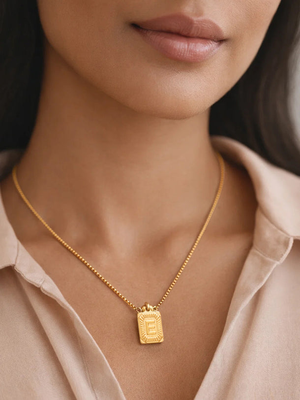 Demi Fine 18K Gold Plated Alphabet E Engraved Pendant Necklace | Anti Tarnish