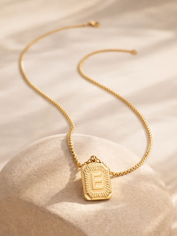 Demi Fine 18K Gold Plated Alphabet E Engraved Pendant Necklace | Anti Tarnish