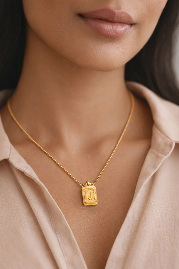 Demi Fine 18K Gold Plated Alphabet J Enamel Pendant Necklace | Anti Tarnish