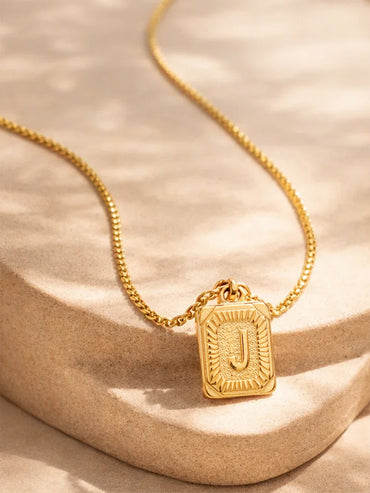 Demi Fine 18K Gold Plated Alphabet J Enamel Pendant Necklace | Anti Tarnish