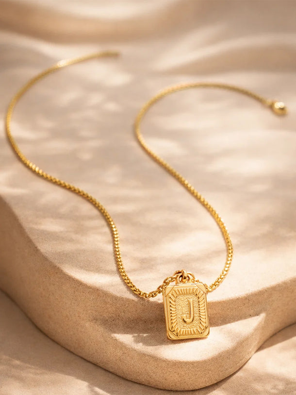 Demi Fine 18K Gold Plated Alphabet J Enamel Pendant Necklace | Anti Tarnish