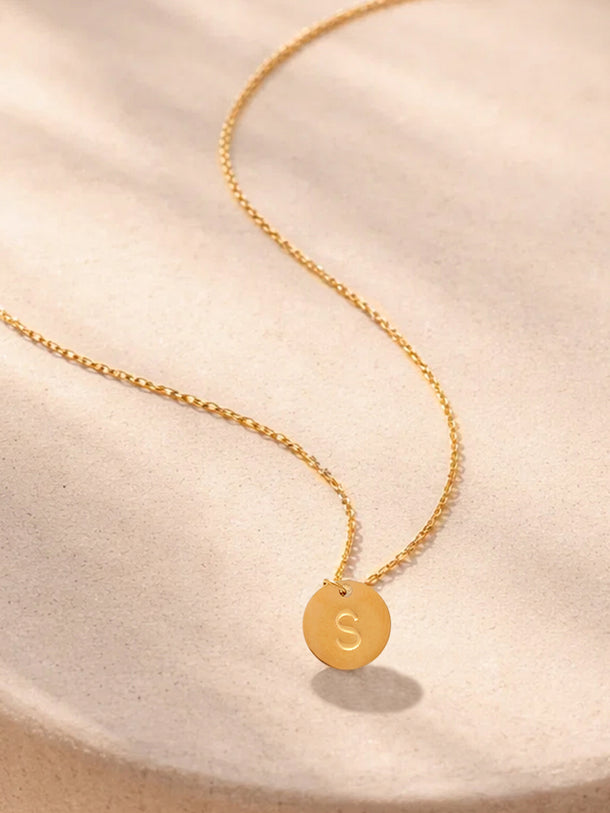 Demi Fine 18K Gold Plated Alphabet S Engraved Pendant Necklace | Anti Tarnish