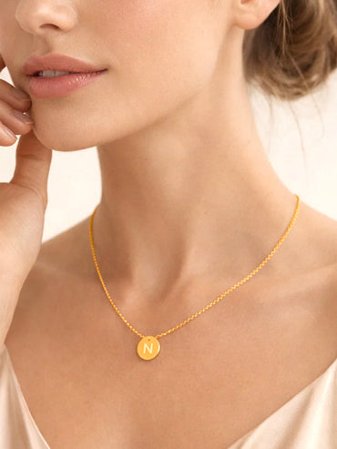 Demi Fine 18K Gold Plated Alphabet N Enamel Pendant Necklace | Anti Tarnish