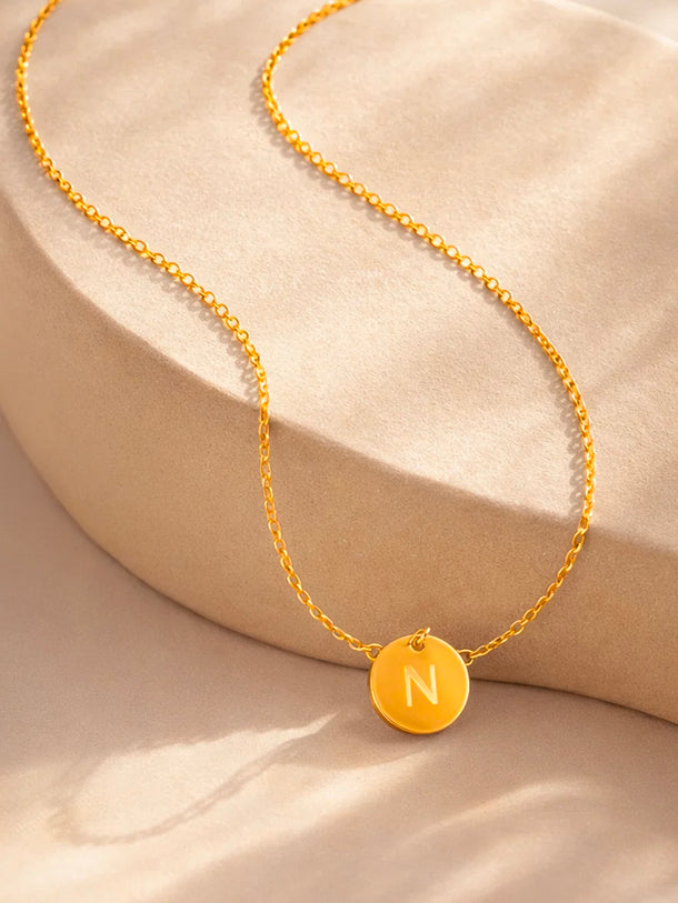Demi Fine 18K Gold Plated Alphabet N Enamel Pendant Necklace | Anti Tarnish