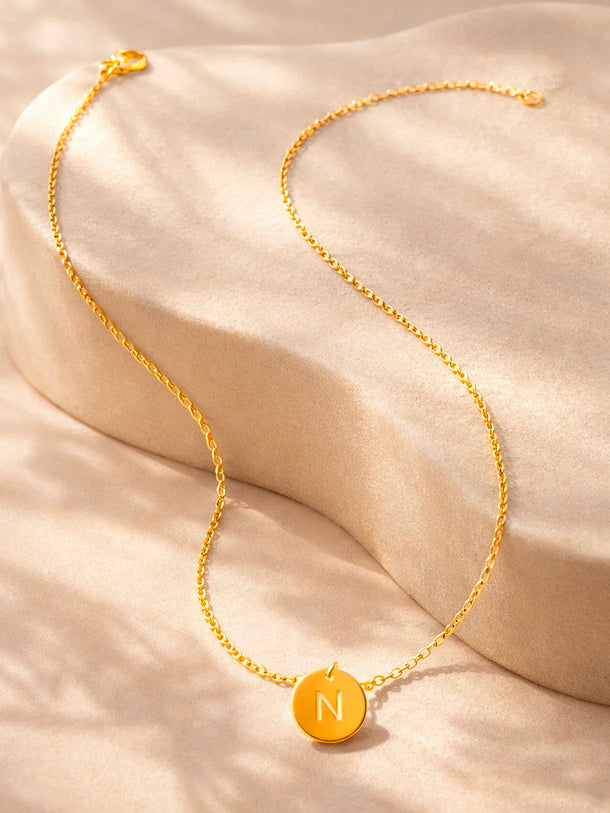 Demi Fine 18K Gold Plated Alphabet N Enamel Pendant Necklace | Anti Tarnish