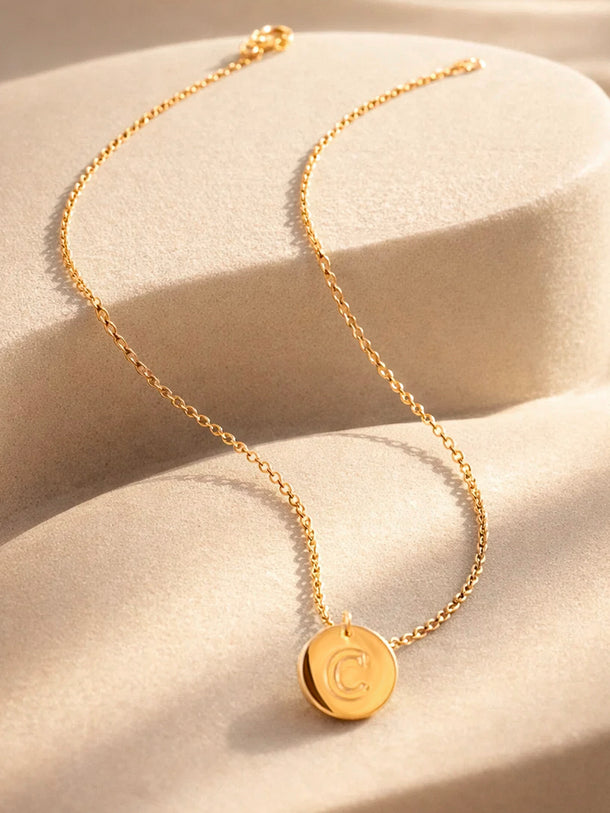 Demi Fine 18K Gold Plated Alphabet C Minimal Pendant Necklace | Anti Tarnish