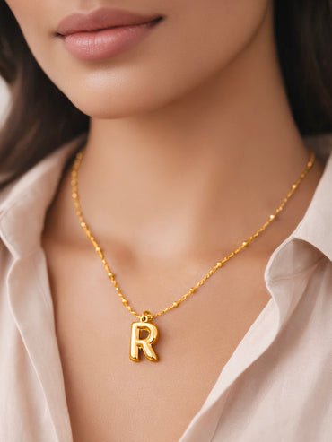 Demi Fine 18K Gold Plated Alphabet R Engraved Pendant Necklace | Anti Tarnish
