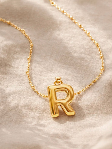 Demi Fine 18K Gold Plated Alphabet R Engraved Pendant Necklace | Anti Tarnish