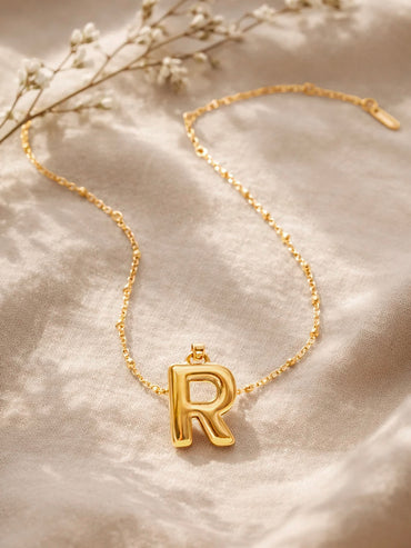 Demi Fine 18K Gold Plated Alphabet R Engraved Pendant Necklace | Anti Tarnish