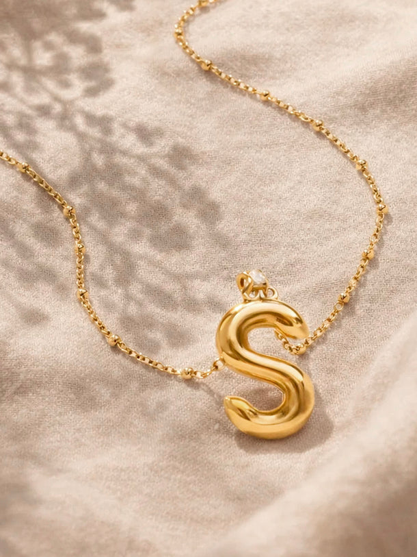 Demi Fine 18K Gold Plated Alphabet S Minimal Pendant Necklace | Anti Tarnish