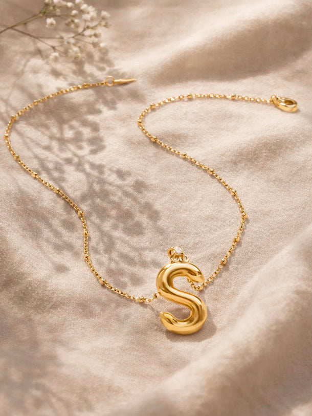 Demi Fine 18K Gold Plated Alphabet S Minimal Pendant Necklace | Anti Tarnish
