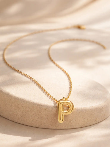 Demi Fine 18K Gold Plated Alphabet P Puffy Pendant Necklace | Anti Tarnish