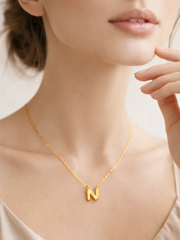 Demi Fine 18K Gold Plated Alphabet N Enamel Pendant Necklace | Anti Tarnish