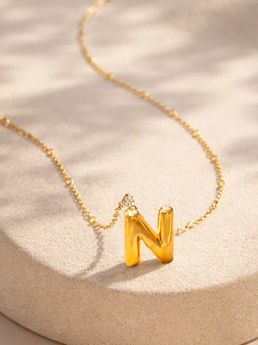 Demi Fine 18K Gold Plated Alphabet N Enamel Pendant Necklace | Anti Tarnish