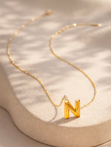 Demi Fine 18K Gold Plated Alphabet N Enamel Pendant Necklace | Anti Tarnish
