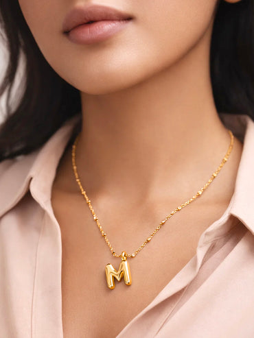 Demi Fine 18K Gold Plated Alphabet M Engraved Pendant Necklace | Anti Tarnish