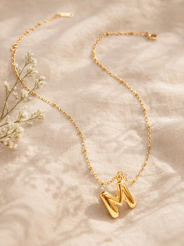 Demi Fine 18K Gold Plated Alphabet M Engraved Pendant Necklace | Anti Tarnish