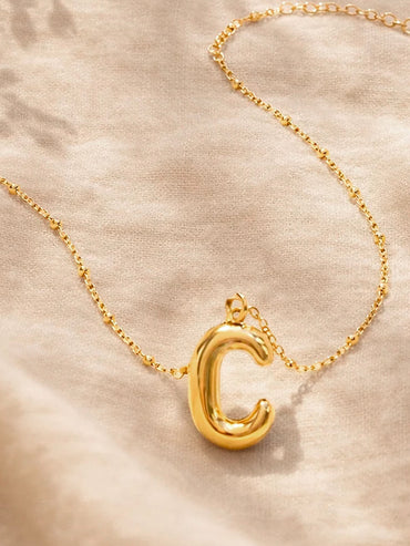 Demi Fine 18K Gold Plated Alphabet C Puffy Pendant Necklace | Anti Tarnish