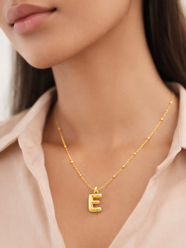 Demi Fine 18K Gold Plated Alphabet E Coin Pendant Necklace | Anti Tarnish
