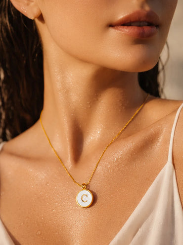 Demi Fine 18K Gold Plated Alphabet C Enamel Pendant Necklace | Anti Tarnish